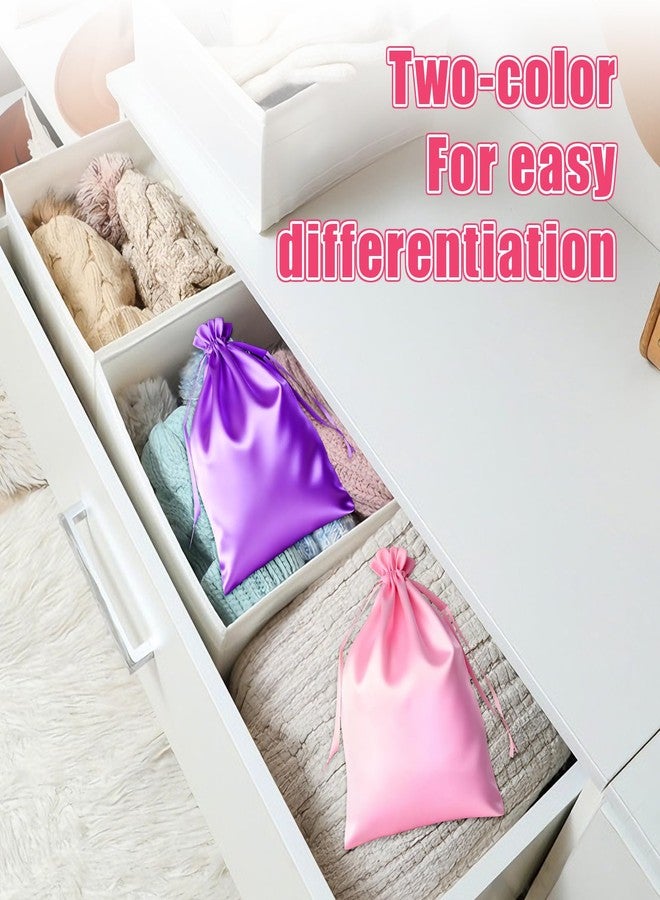 LUSTRIB 4Pcs Satin Wig Bags with Drawstring, Purple & Pink Silk Hair Storage Bags for Multiple Wigs, Hair Extensions, Weave Bundles and Braids (2 Purple + 2 Pink) - Image 5